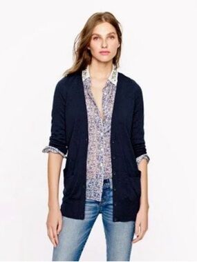 J. Crew | Merino Wool Long V-Neck Cardigan Black, Womenโs Size Small